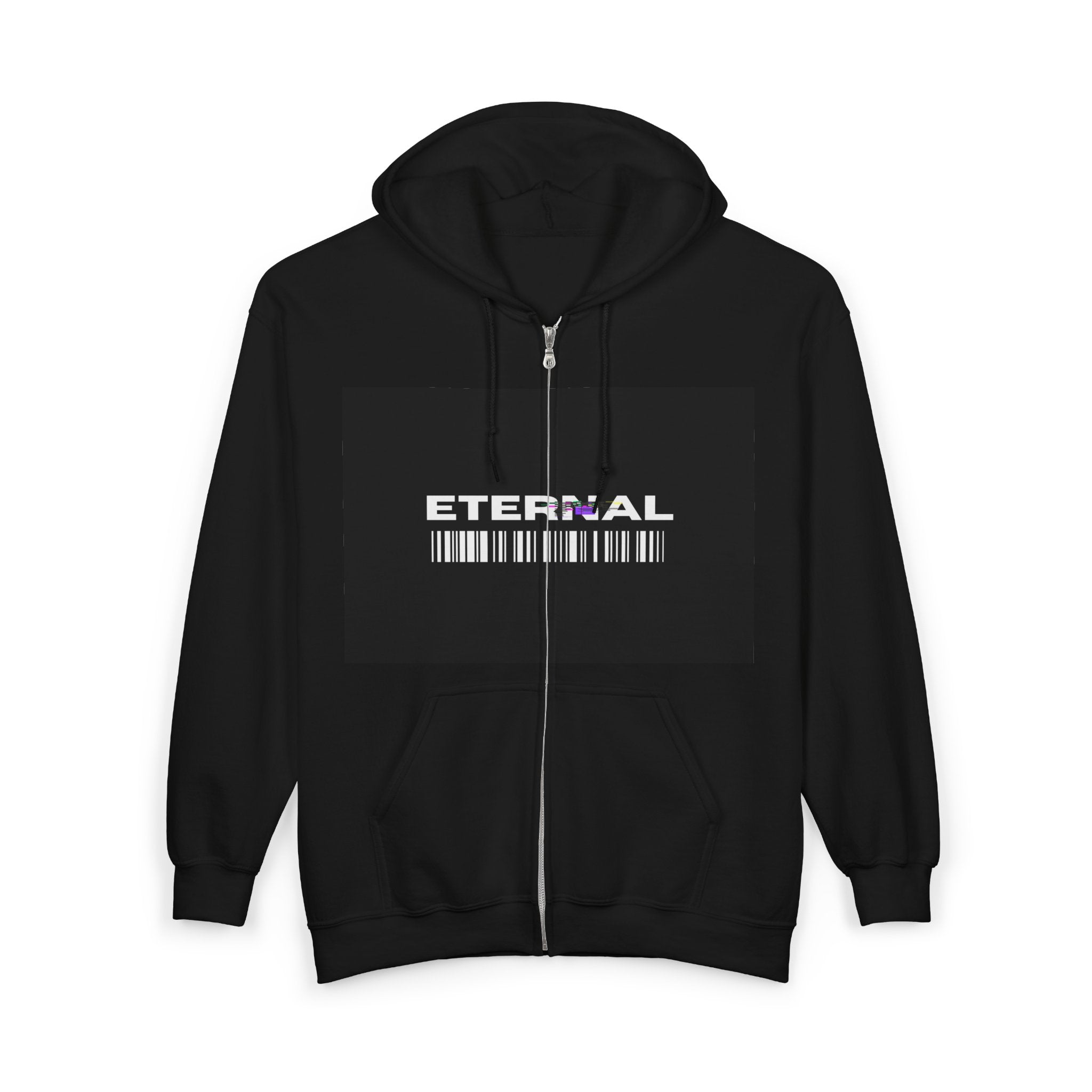 Eternal Barcode Unisex Zip Hoodie, Cozy Streetwear, Perfect for Gifts, Everyday Style, Casual Layering, Unique Graphic Design