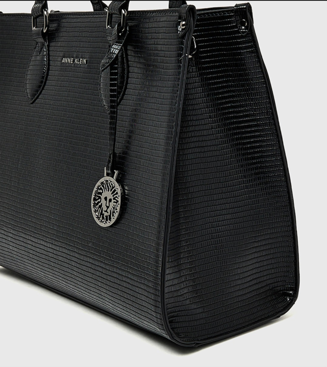 ANNE KLEIN - The Executive Croc-Embossed Zippered Satchel