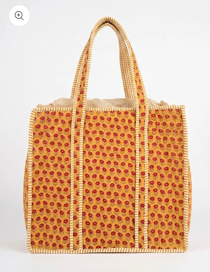 Cute Yellow Mini Red Floral – Wander Tote Bag