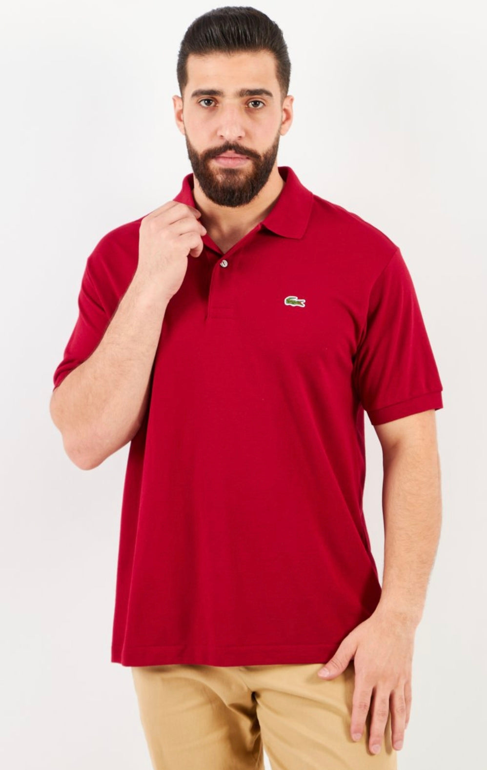 Dark Red Lacoste Classic Fit Signature Logo T-Shirt