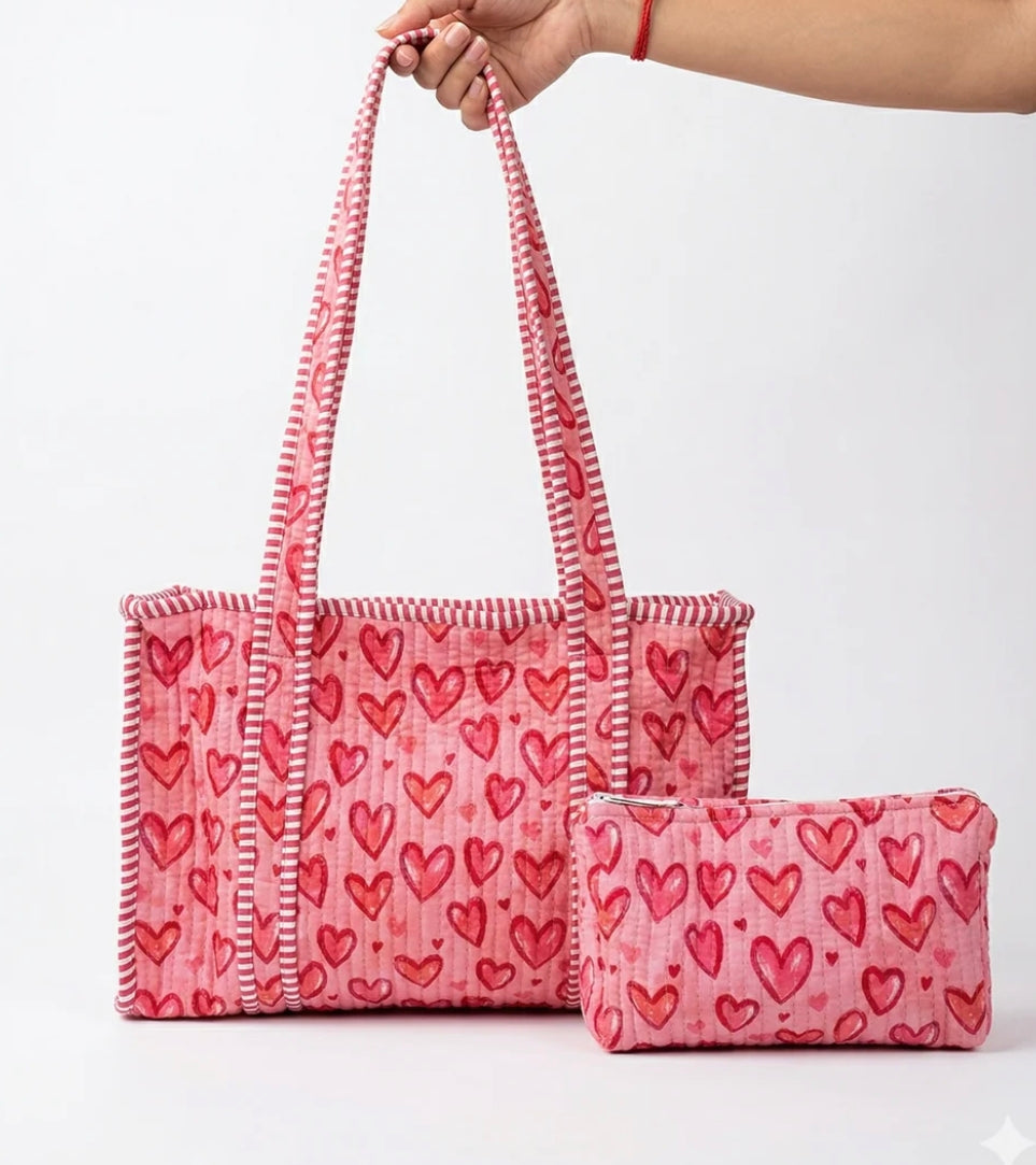 Red Heart Quilted Tote Set