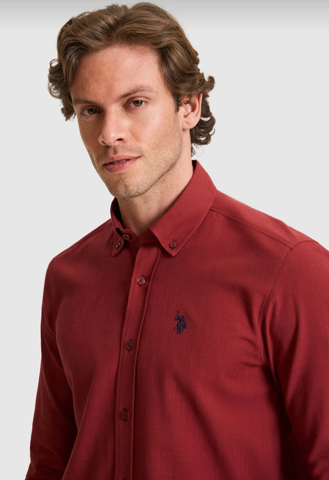 U.S. Polo Assn. Classic Fit Long Sleeve Shirt in Cherry Red