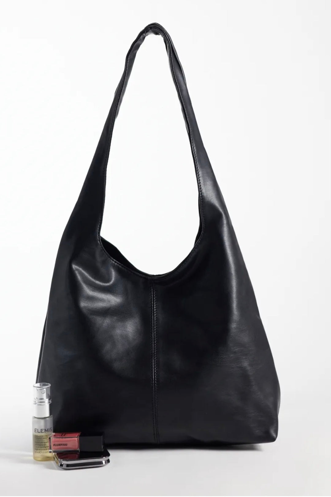 Slouchy Leatherette Crescent Shoulder Bag