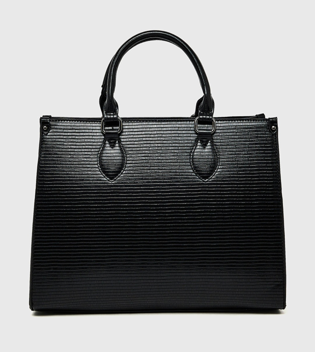 ANNE KLEIN - The Executive Croc-Embossed Zippered Satchel