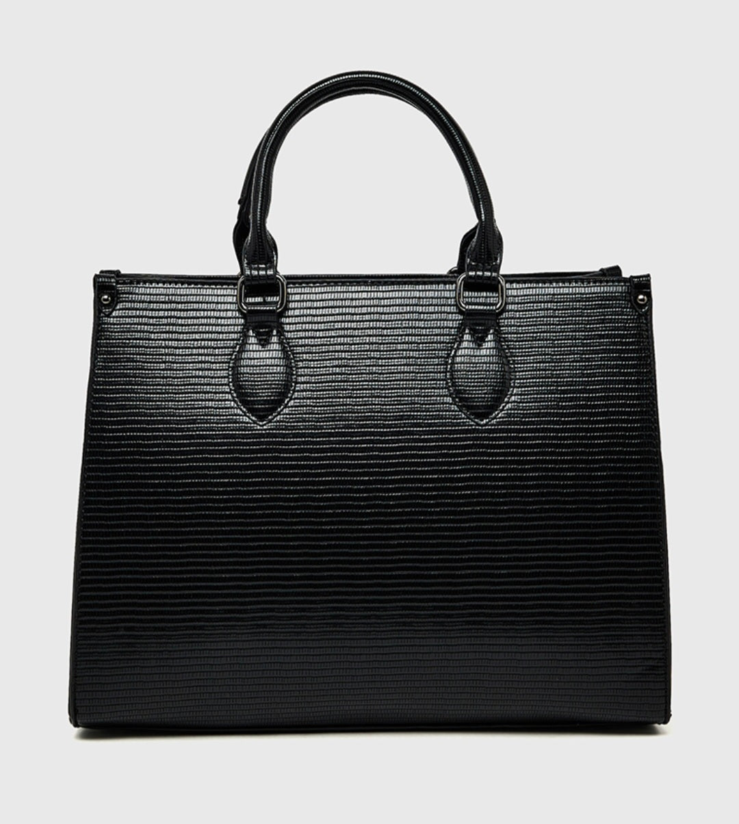 ANNE KLEIN - The Executive Croc-Embossed Zippered Satchel
