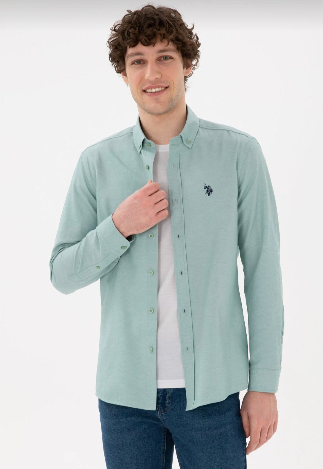 U.S. Polo Assn. Classic Fit Long Sleeve Shirt in Mint
