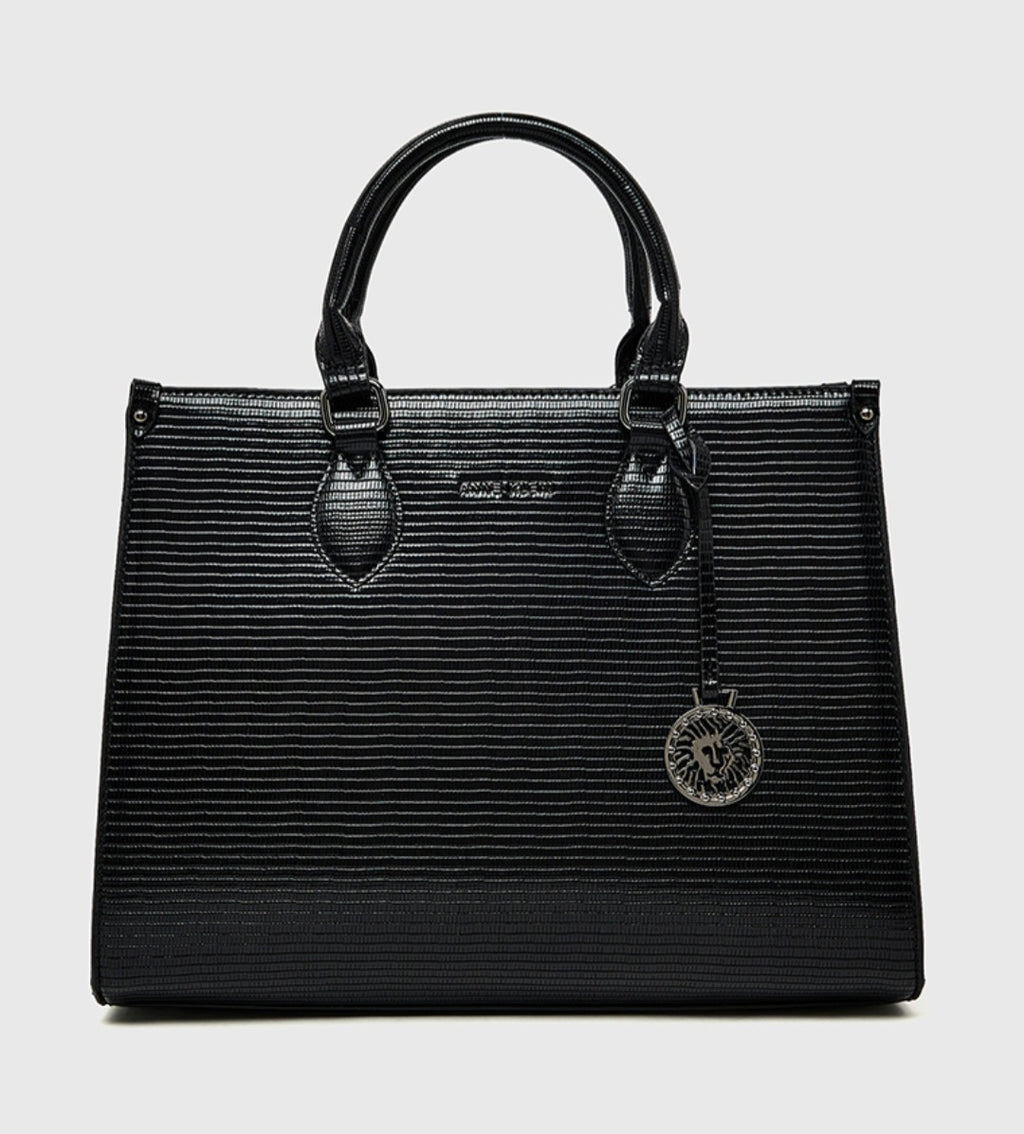 ANNE KLEIN - The Executive Croc-Embossed Zippered Satchel