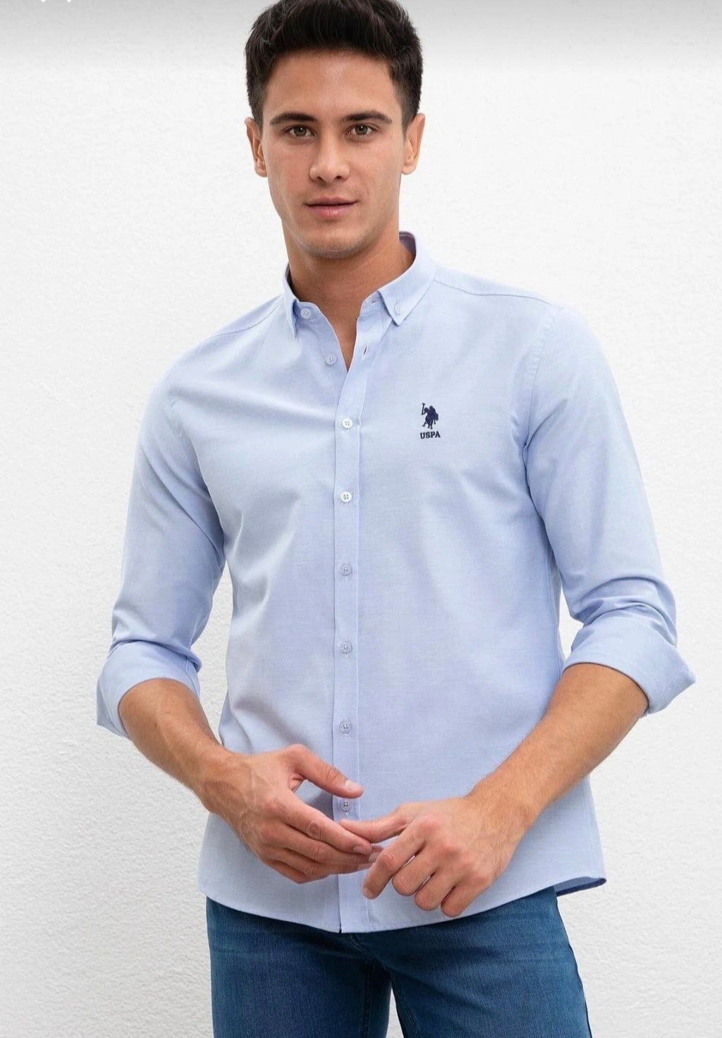 U.S. Polo Assn. Classic Fit Long Sleeve Oxford Shirt in Royal Blue
