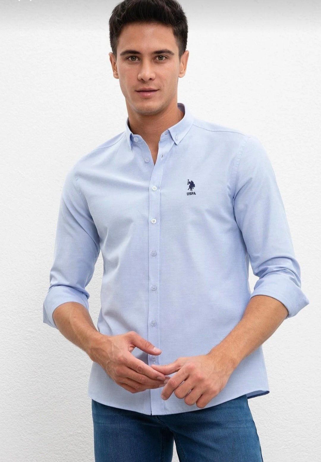 U.S. Polo Assn. Classic Fit Long Sleeve Oxford Shirt in Royal Blue
