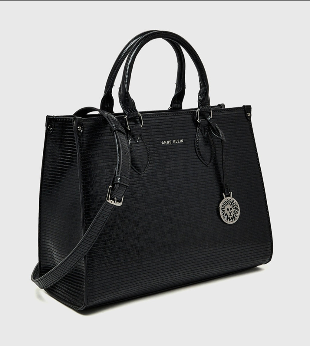 ANNE KLEIN - The Executive Croc-Embossed Zippered Satchel