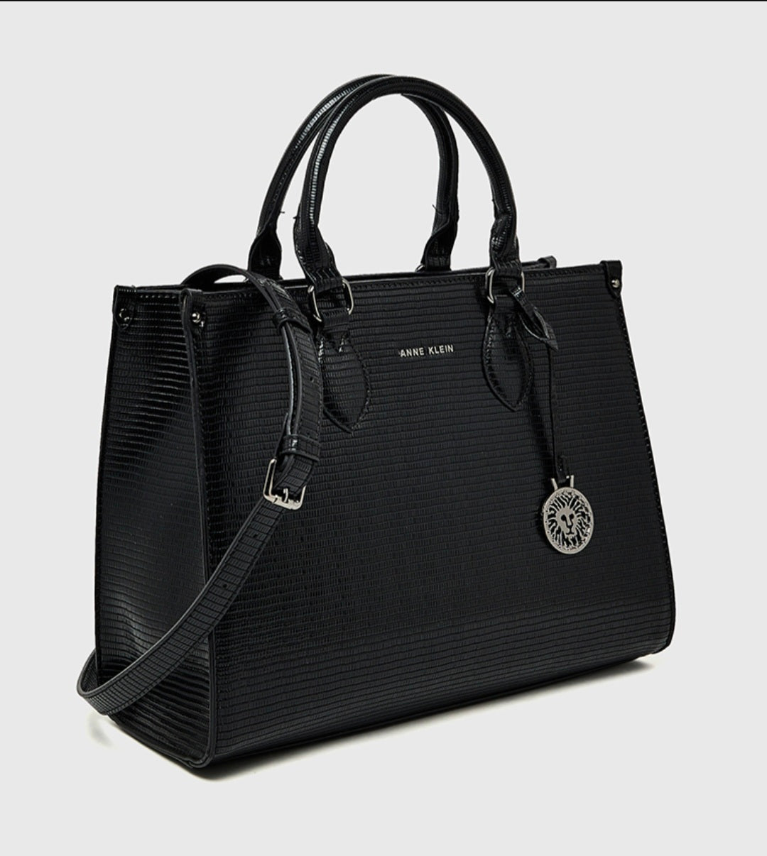 ANNE KLEIN - The Executive Croc-Embossed Zippered Satchel