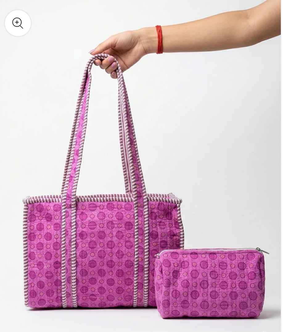 Lavender Pop Quilted Tote Set: Bubble Edition