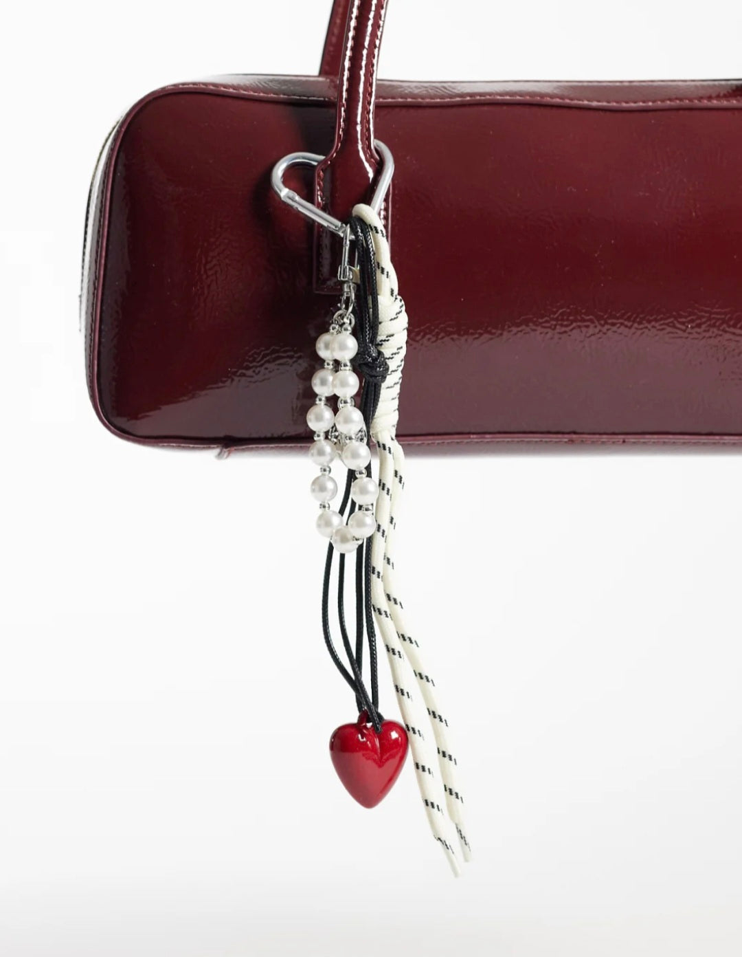 Heart and Pearl Bag Charm