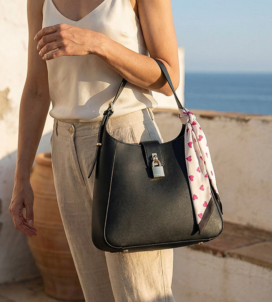 Anne Klein The Marea Scarf-Accent Shoulder Bag