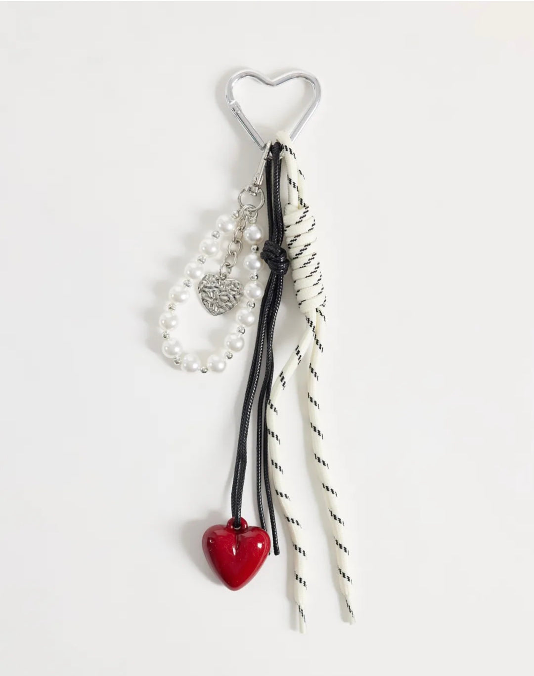 Heart and Pearl Bag Charm