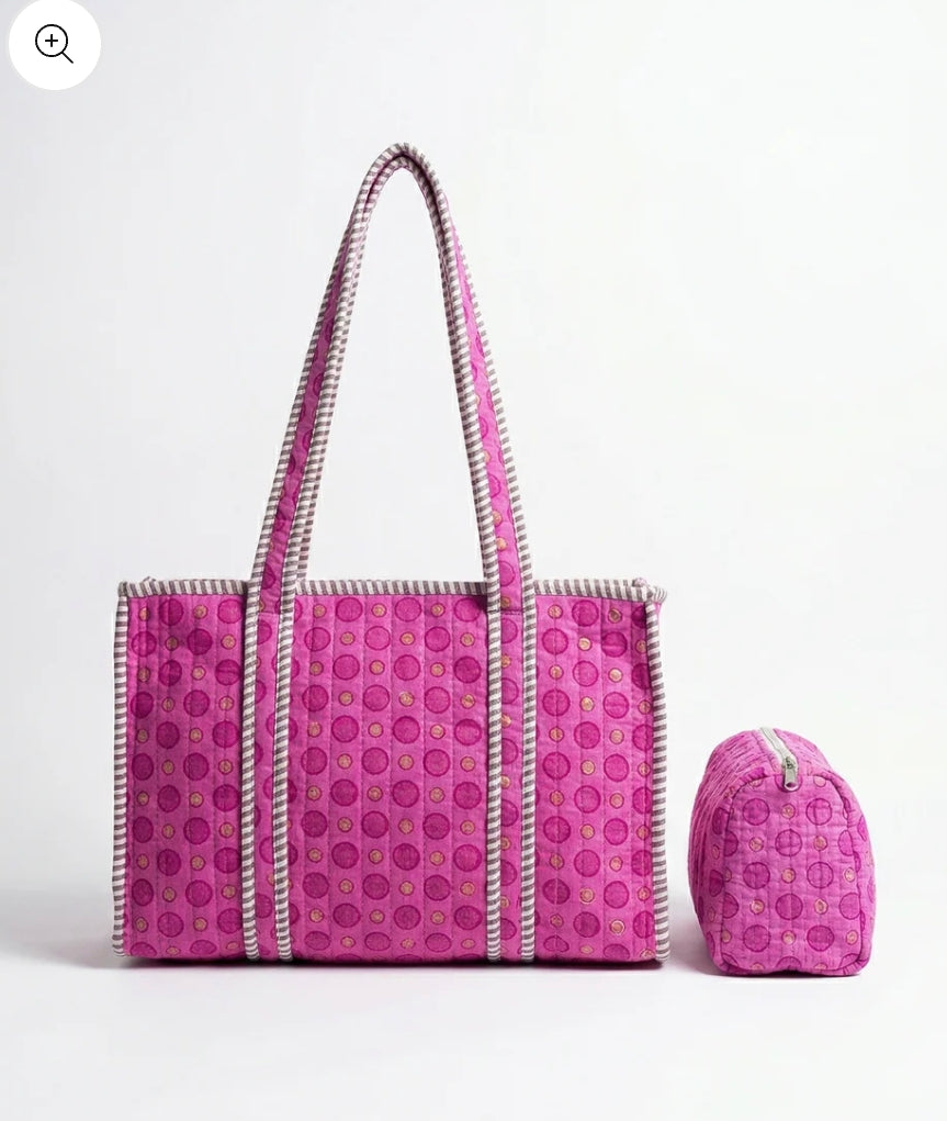 Lavender Pop Quilted Tote Set: Bubble Edition