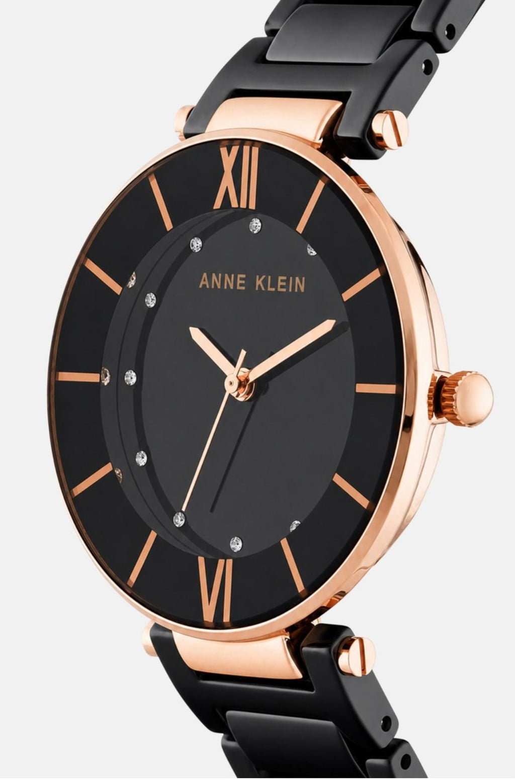 Anne Klein Genuine Diamond Accent Watch – Black & Gold