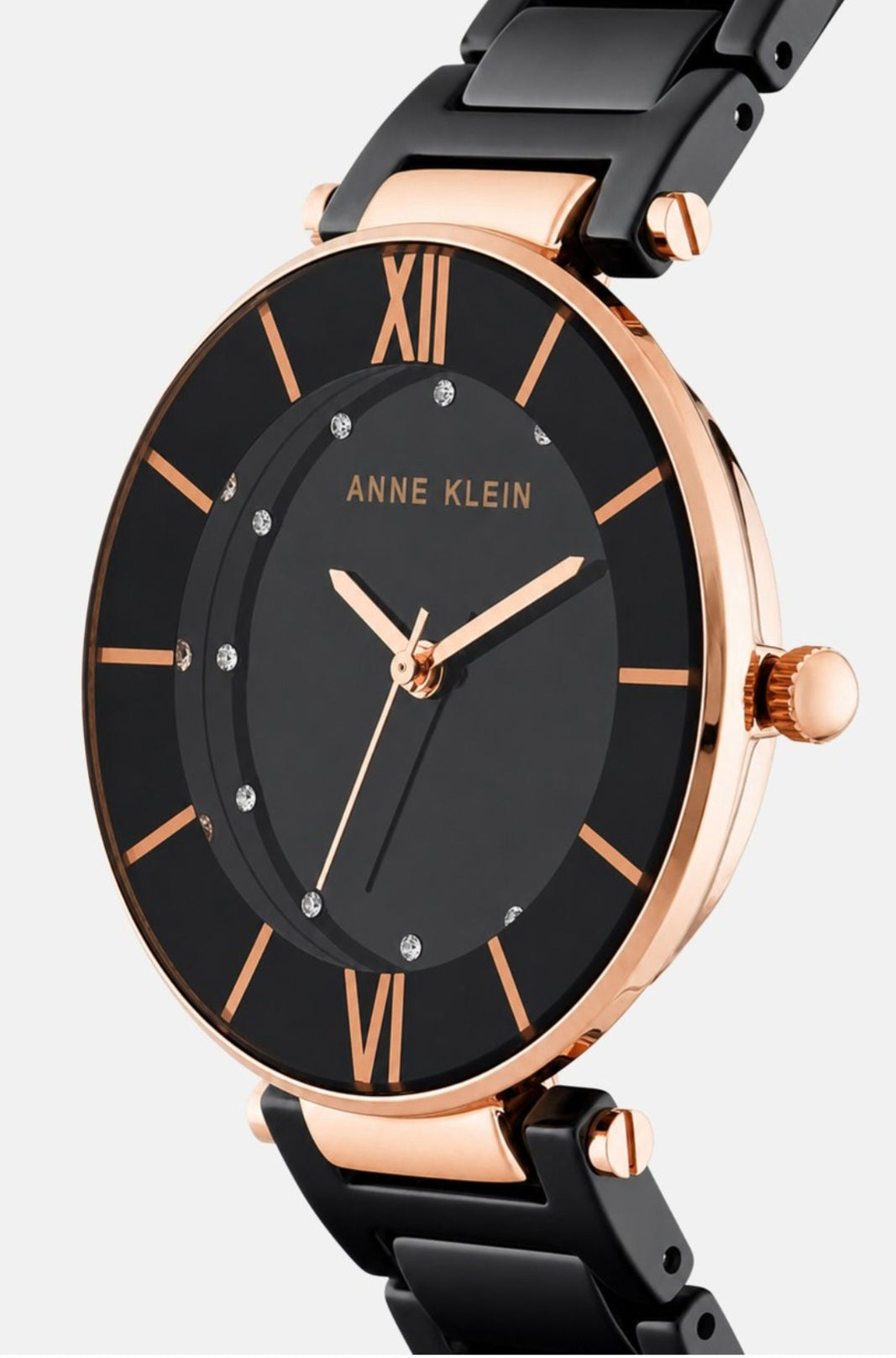 Anne Klein Genuine Diamond Accent Watch – Black & Gold