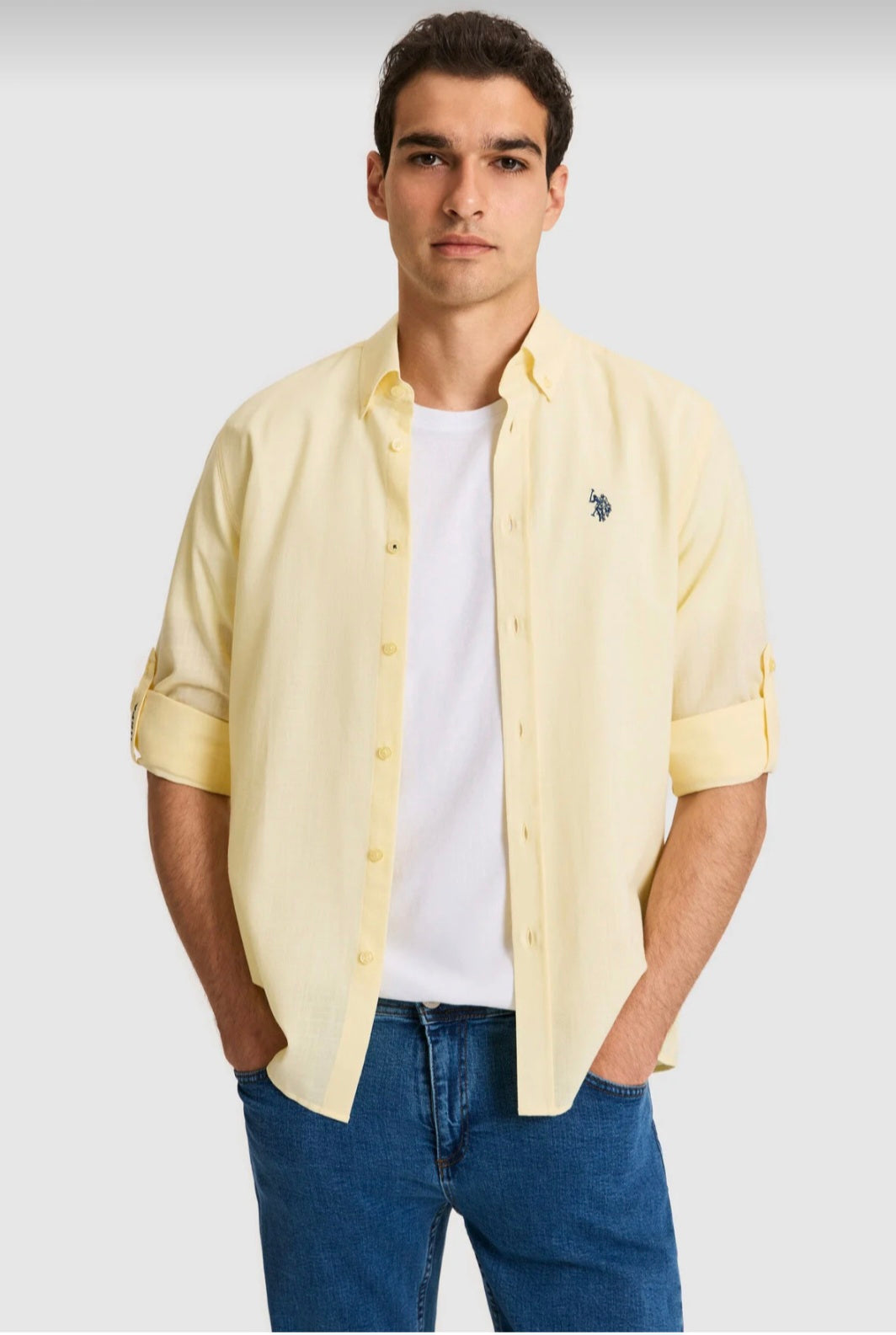 U.S. Polo Assn. Light Yellow Long Sleeve Oxford Shirt