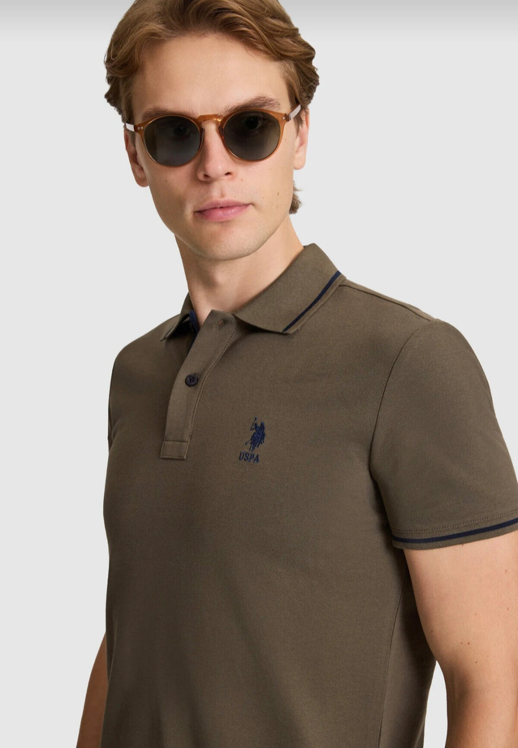 U.S. Polo Assn. Slim Fit Cotton Polo Shirt in Dark Khaki