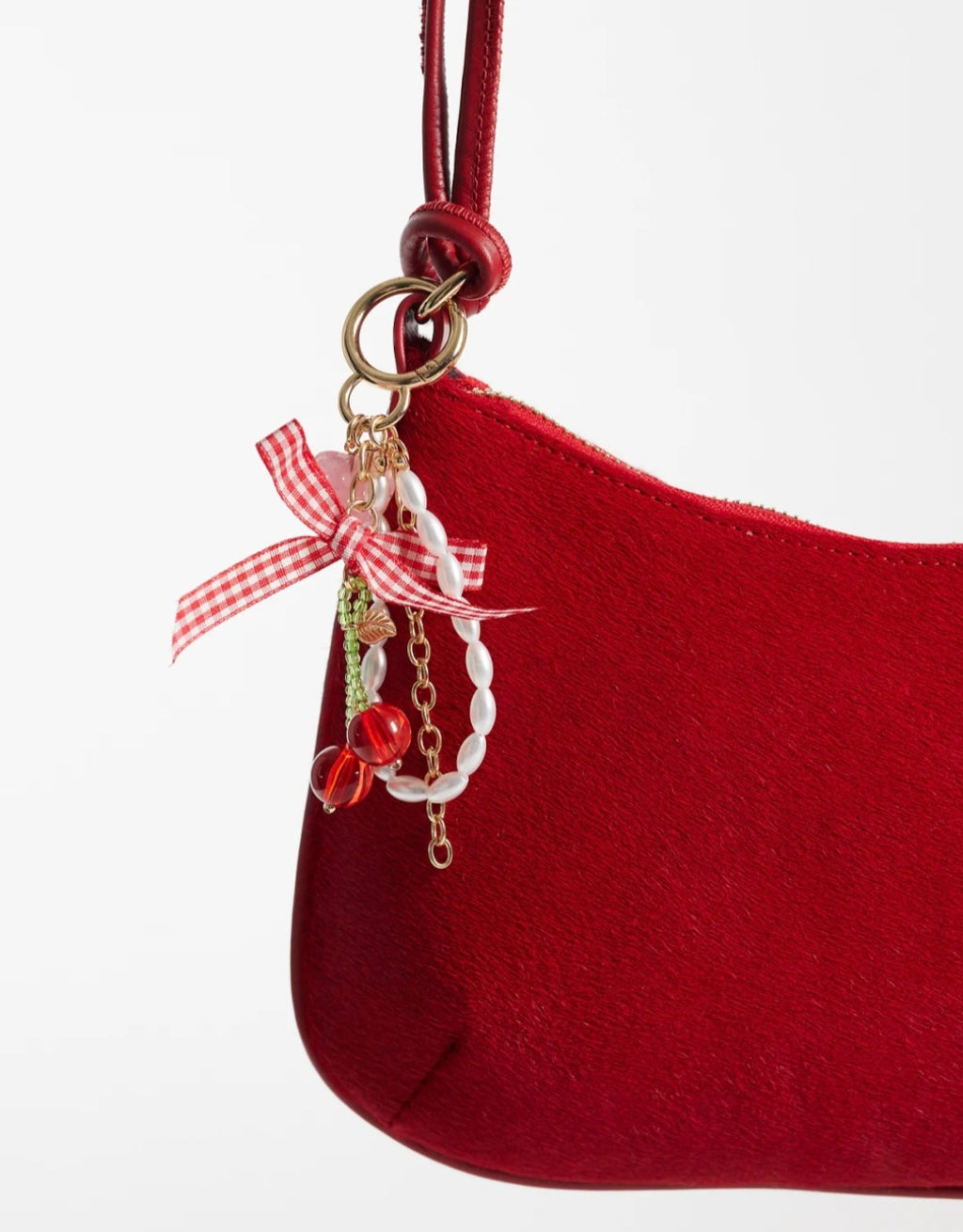 Cherry Bag Charm in Red and White