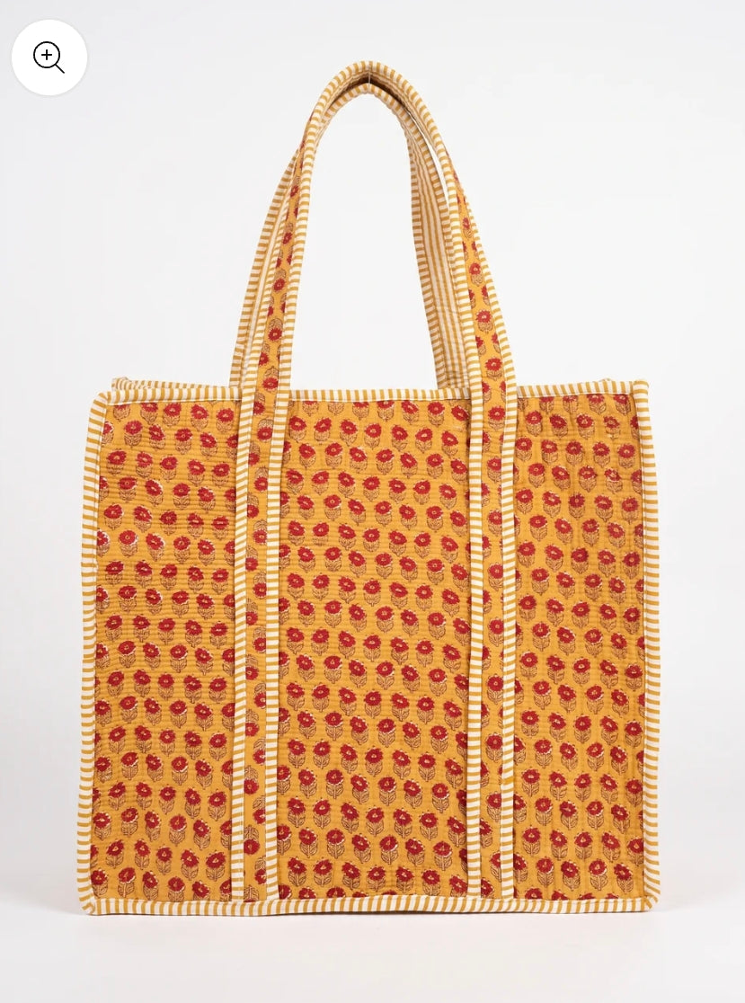 Cute Yellow Mini Red Floral – Wander Tote Bag