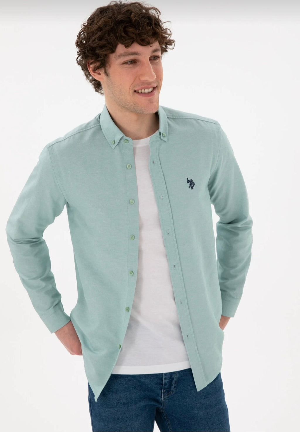 U.S. Polo Assn. Classic Fit Long Sleeve Shirt in Mint